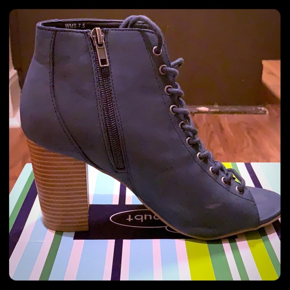 Blue lace up booties